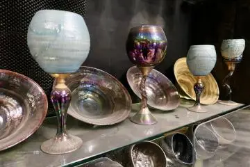 Beautifully designed pottery displayed at the shop
