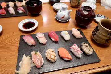 Colorful array of sushi