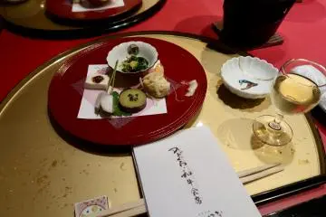 Appetizer paired with plum sake
