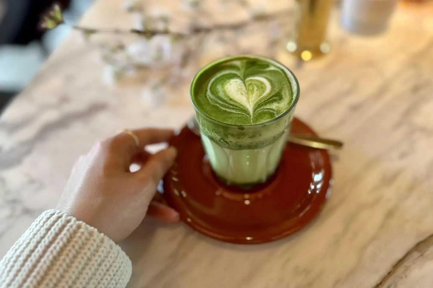 Show your love for cherry blossoms with a matcha latte