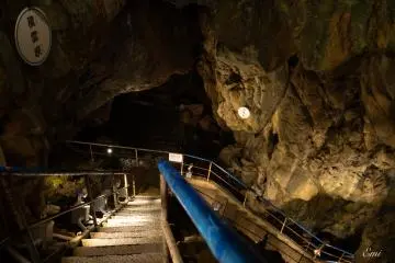 One of steep stairs inside the cave