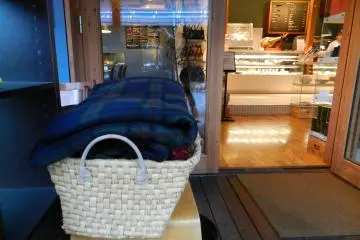 Cafe and Books offer blankets for cold days.