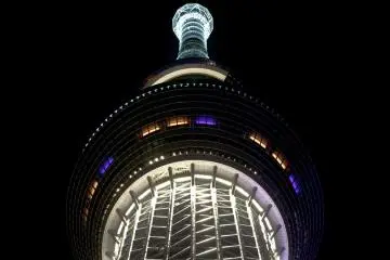Tokyo Skytree is illuminated using LED lights