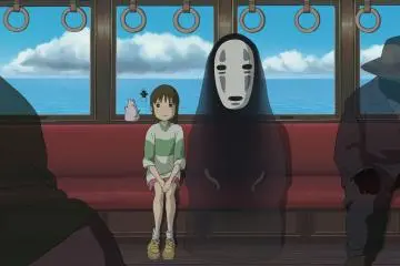 Sen and Kaonashi on the train