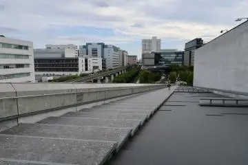 Stairs beside water feature