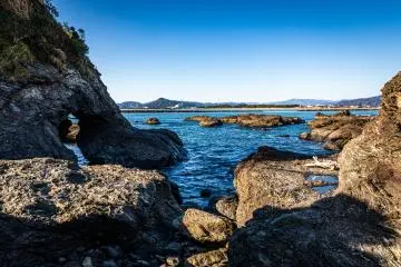 Minato Shrine looks over the rocky coast and the mouths of multiple rivers with excellent fishing and birdwatching