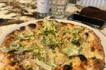 The umami pizza is creative and visually stunning