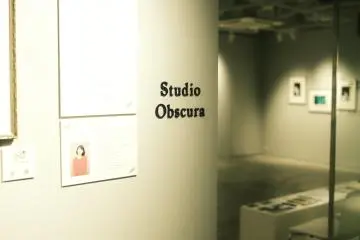 A studio space showcasing photography