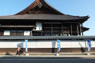 A high wall surrounds the entire temple