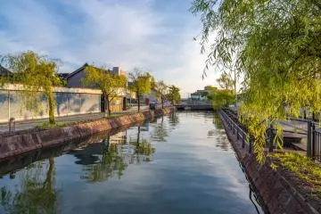 Looking down a quaint channel in Nanao City