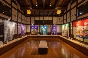 Some of the beautiful noren on display at the Hanayome Norenkan