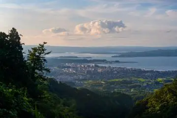 Beautiful late afternoon views looking over Nanao from the Nanaojoyama observation area