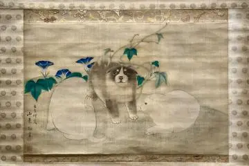 Yamaguchi Soken. Puppies and Morning Glories. 1792, Sannomaru Shozokan, Tokyo
