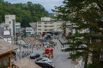 View of Yubatake from the temple's stairs