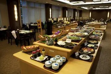 Buffet spreads are available for breakfast and dinner at the hotel restaurant