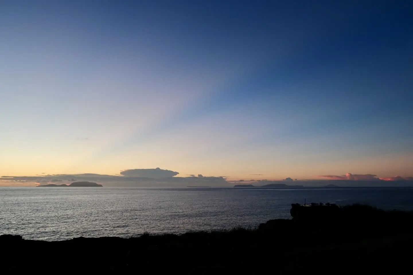 Beams of sunlight across the sky