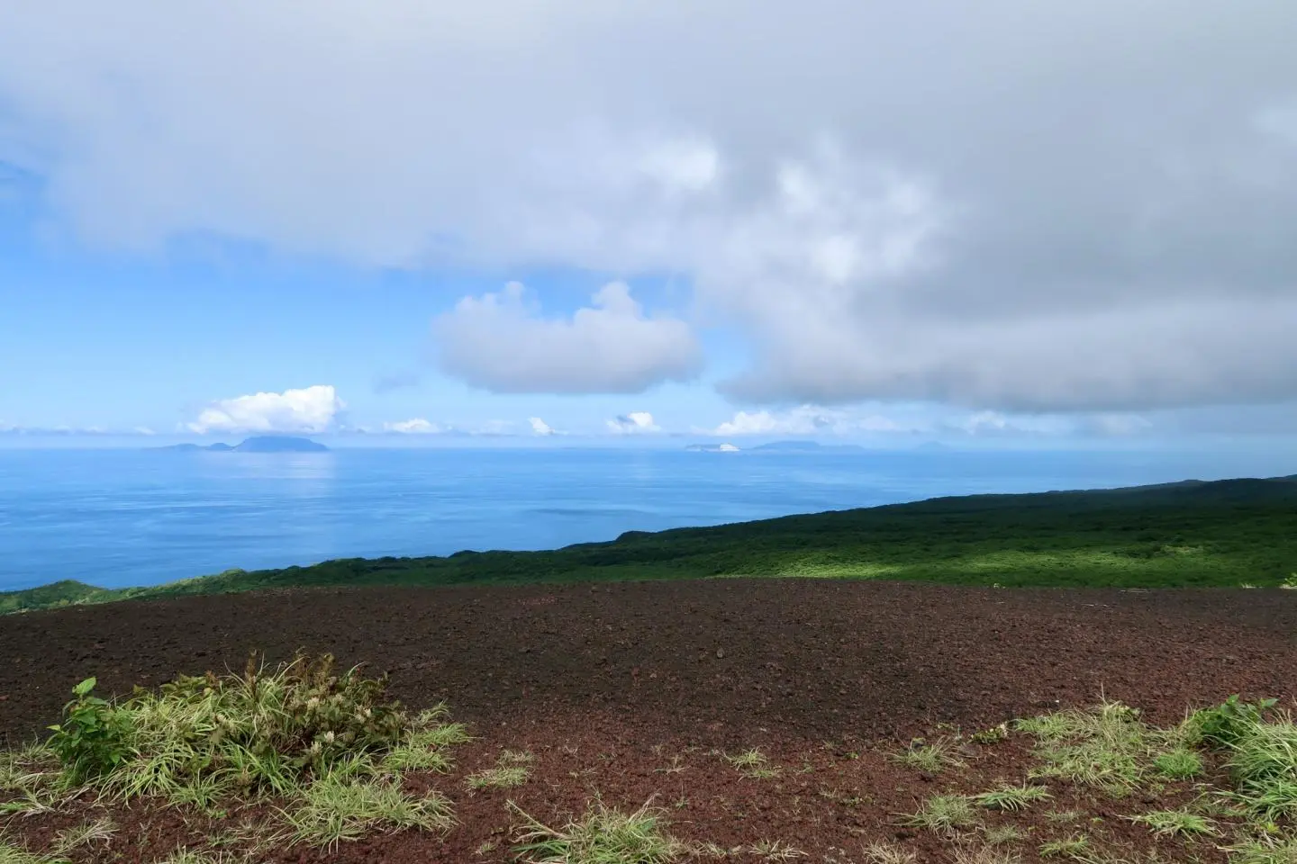 From right to left: Izu-Oshima, Toshima, Niijima, Shikinejima, and Kozushima