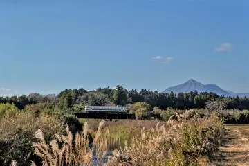 The JR Kitto Line with Mt. Takachiho in the background
