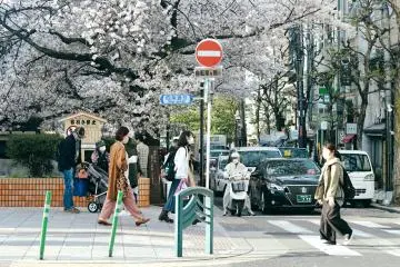 People crossing the street in Kyoto