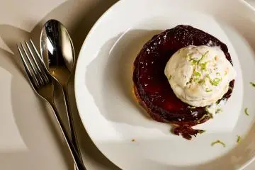 Upside-down pineapple tart with coconut semifreddo