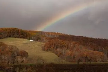A rainbow near the trailhead of the Honzawa Ranch Observation Tower.