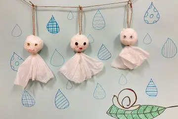 Visitors can make their own teru teru bōzu at the event—it's a traditional Japanese handmade doll made of white cloth or paper, hung outside to wish for good weather. (Photo: Sunshine City Co., Ltd.)