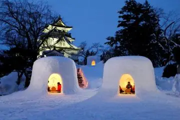 Kamakura (snow huts) in Yokote