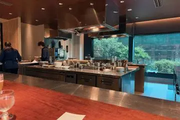 Views of the chefs from the dining counter