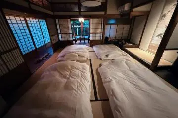 Beds are traditional futon style