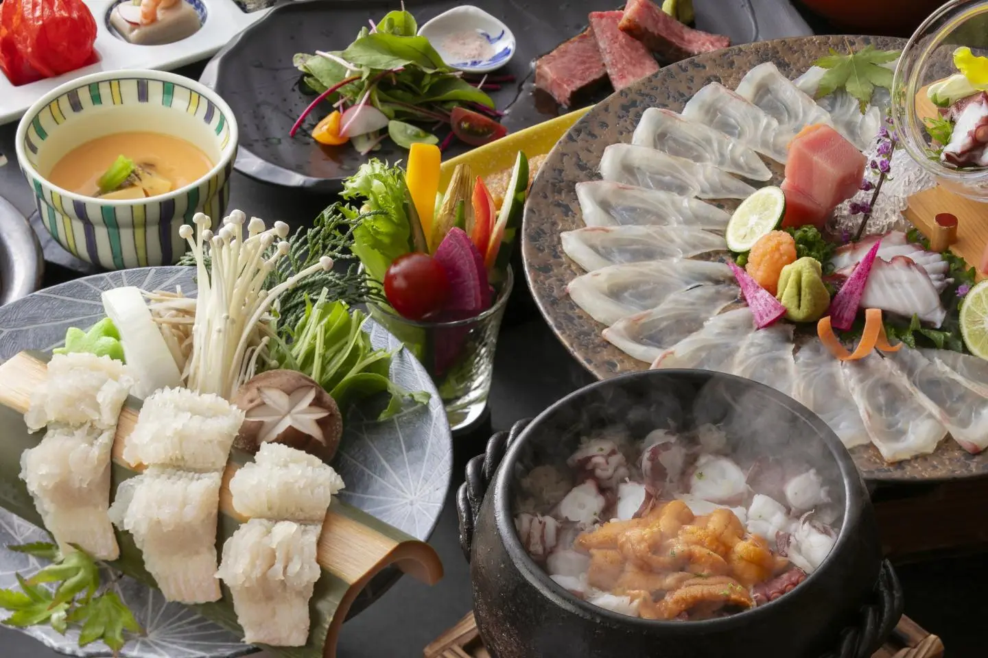 Delicious dishes at Kamenoi Hotel Awajishima