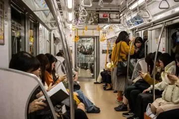A crowded train in Japan