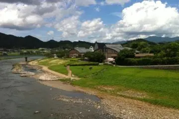 The setting by the river
