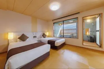 Japanese-Western room with a private open-air bath