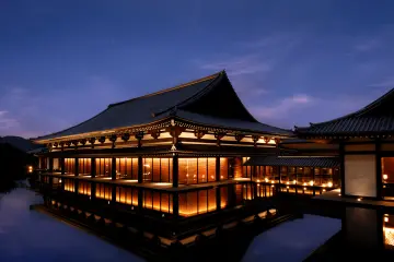 Satsuma Denshokan lit up in the evening