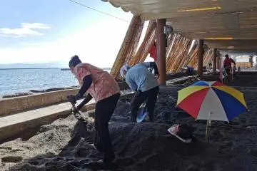 Unique sand bathing in Kagoshima