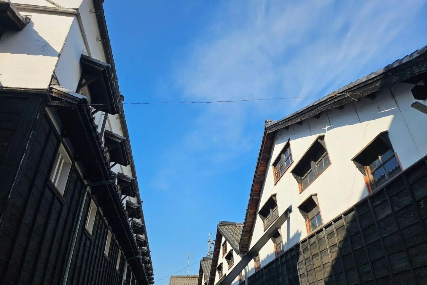 Fermentation warehouses set against a blue sky