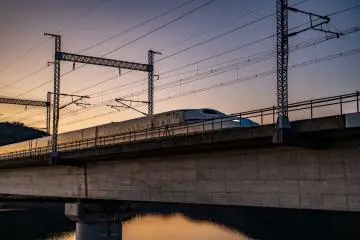 Sanyo Shinkansen at sunset