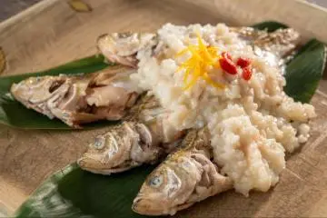 Winter dinner dish - steamed hatahata in yuzu sake lees