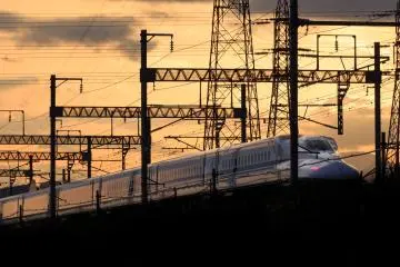 Tokaido Shinkansen at sunset