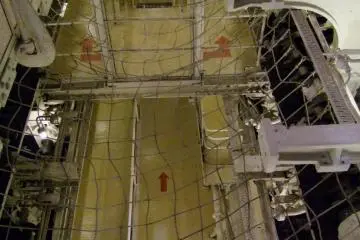 The guts of the ship--her engine room.
