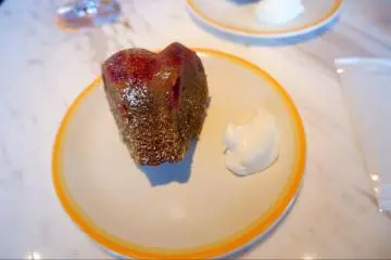 A slice of oolong tea and cherry bundt cake