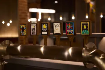Colorful beer pumps at YONA YONA Tokyo Brewery Restaurant