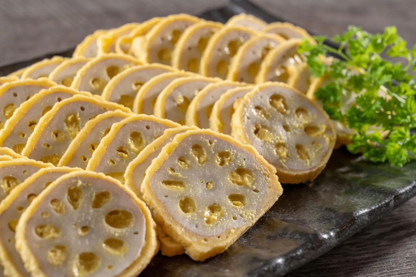 Karashi renkon (served at Kamenoi Hotel Aso)