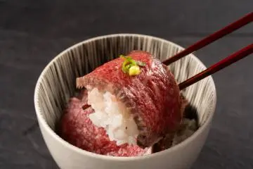 Akaushi Beef rice bowl for breakfast