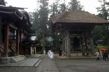 At the end of the hour or so trek is Sanshingassaiden, the spiritual center of shrine buildings that celebrate the gods of the three sacred peaks of Dewa-sanzen.