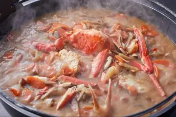 Crab soup served for breakfast