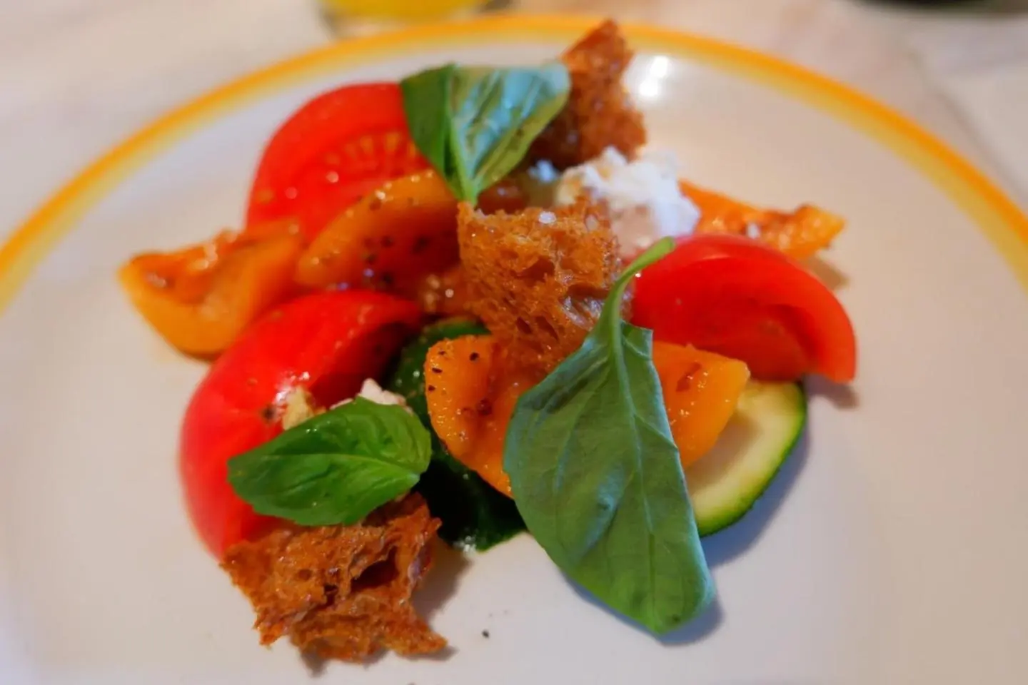Summer tomato and grilled courgette salad