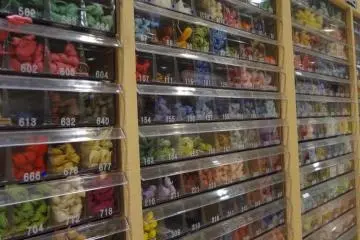 On the 6th floor, you can find wool and acryl yarns, embroidery thread, and so on.