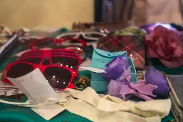 <p>Fashion accessories in a glass case</p>