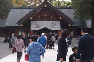 Inside the shrine, where it was bustling with children and their families.
